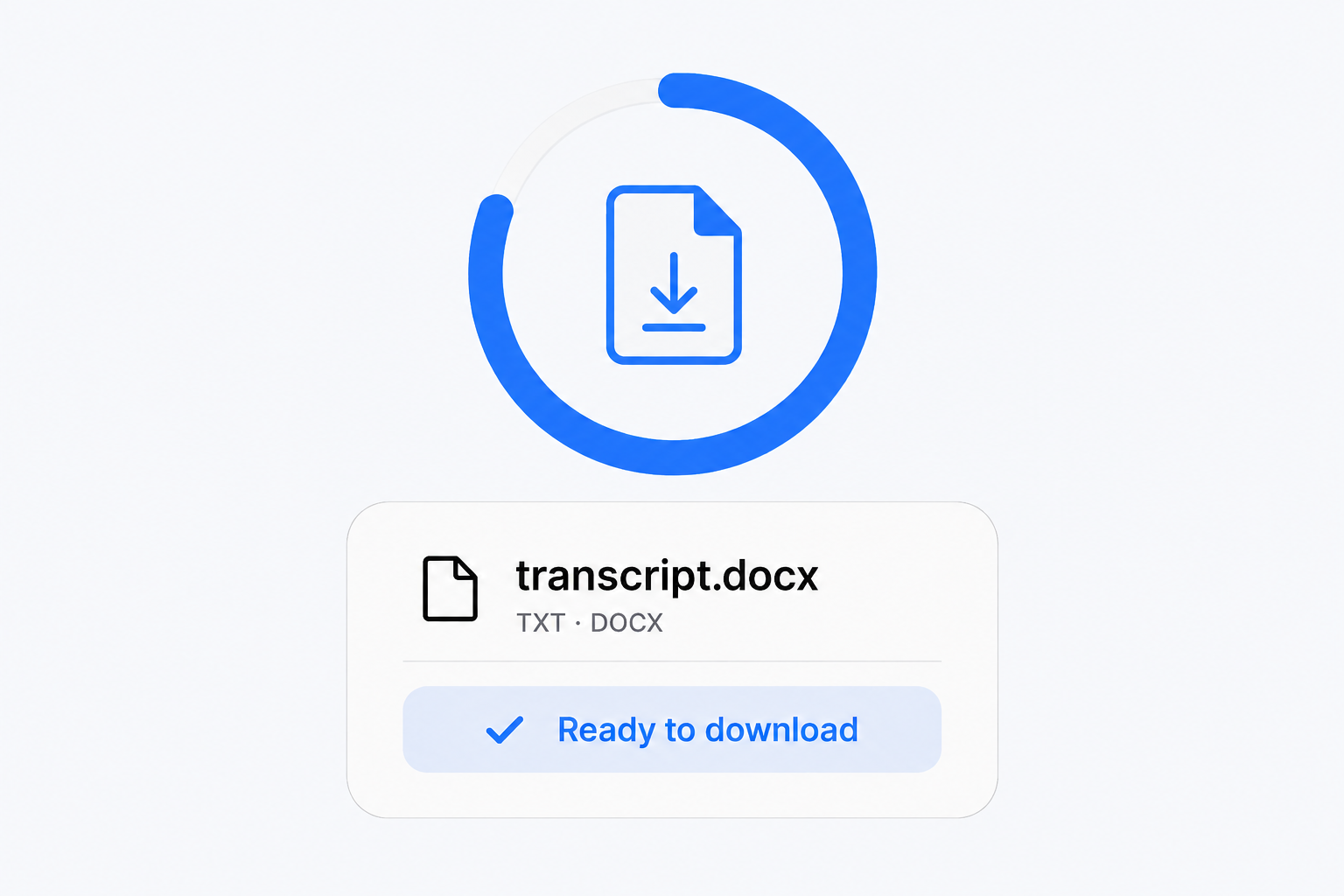 Transskribering af AAC klar til download som TXT eller DOCX